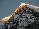 02 First Rays Of Sunrise On Tsaurabong Peak Close Up Just After Leaving Italy Base Camp Towards Darbang Around Dhaulagiri 